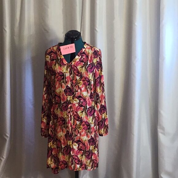 NWOT long sleeved lightweight dress in bold colors in size 12 by WORTHINGTON - Picture 1 of 13